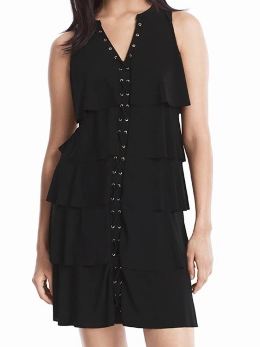 WHBM Grommet Lace Up Tiered Dress Size M